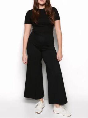 Ripley Rader Black Ponte Knit Wide Leg Cropped Pant Size 1+ (Estimated)